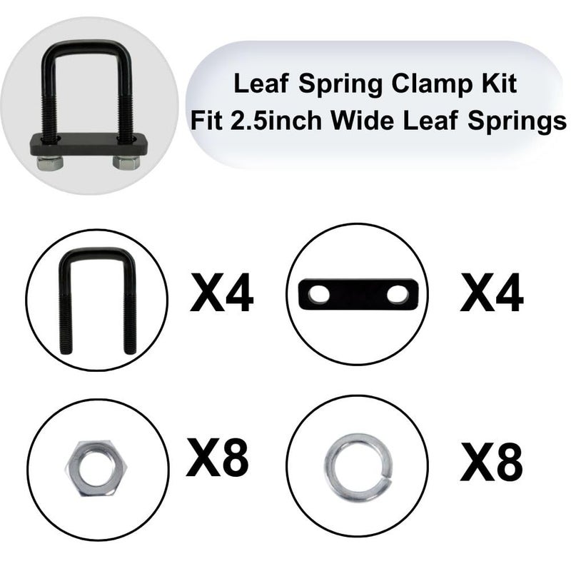 YMDGGDCH 4 Pack Square U-Bolt for Trailer- Fits 2.5 Inch Wide Leaf Springs, Galvanized Steel Clamp Set, Secure Fit for Truck, Boat and Trailers, Black - Image 3